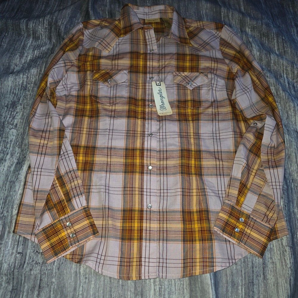 Wrangler Womens Plaid Western Snap Up Shirt LRW137M Large NWT